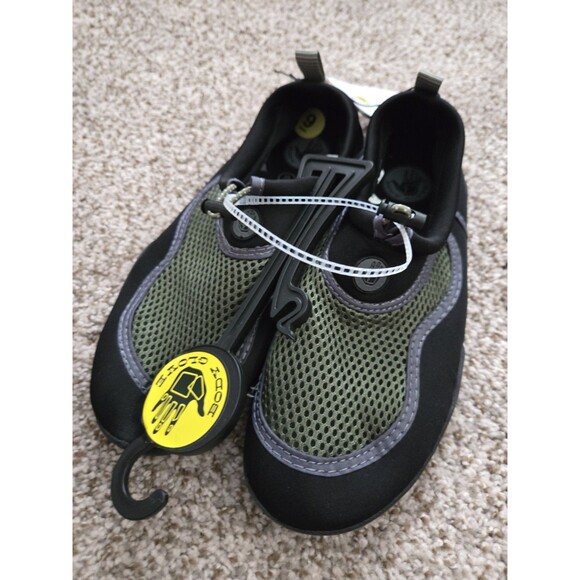 *NWT* BODY GLOVE Aqua Sock BEACHCOMBER2 Slip On Water Shoes Black / Green Size 9 - Picture 1 of 5